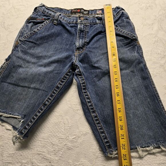 Ariat Blue Jean Cargo Shorts Men 32 Western Fray Cowboy Rugged Workwear Denim - Picture 4 of 6